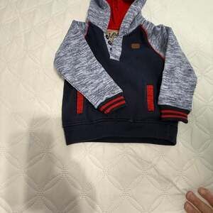 Lee Marled Hoodie Navy Blue Red Pullover Sweatshirt